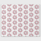 Kerst Rode Pepermunt Sneeuwvlokken Cadeaupapier (Vlak)