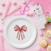 Kerst rode pepermunt witte bogen papieren bordje (Feest)