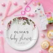 Kerst Rode Poinsettia Baby shower Papier Bord (Feest)