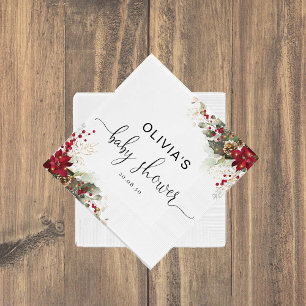 Kerst Rode Poinsettia Baby shower Papieren servett Servet