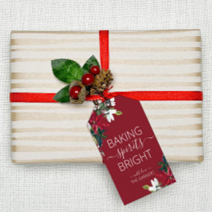 Kerst Rode Poinsettia Baking Spirits Gift Labels Cadeaulabel