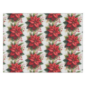 Kerst Rode Poinsettia Gouden Glitter Tafelkleed (Voorkant (Horizontaal))