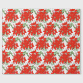 Kerst Rode Poinsettias Inpakpapier (Vlak)