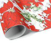 Kerst Rode Poinsettias Inpakpapier (Rol Hoek)