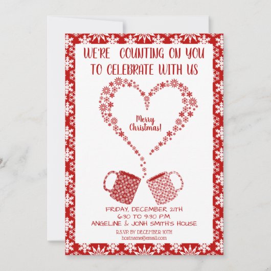 Kerst Rode Sneeuwvlok Mok Personaliseren Kaart (Voorkant)