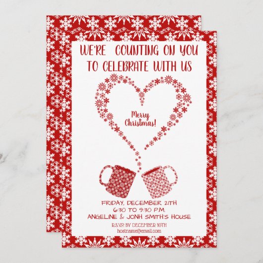 Kerst Rode Sneeuwvlok Mok Personaliseren Kaart (Voorkant / Achterkant)