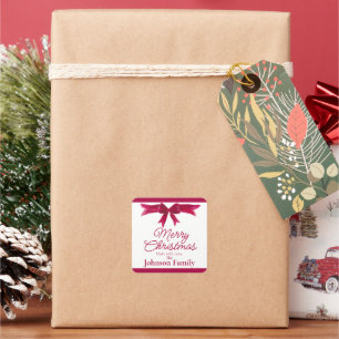 Kerst Rode Strik Thuisgemaakt Met Liefde Maatwerk Vierkante Sticker