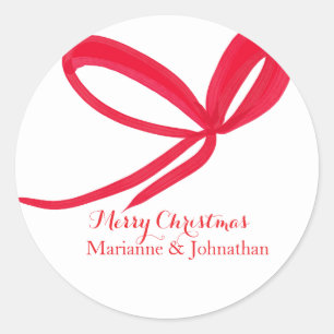 Kerst Rode Strikken Handgetekend Ronde Sticker