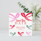 Kerst Rode Strikken Multicolor Save the Date (Staand voorkant)