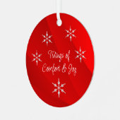 kerst rode tijding van Comfort & Joy Metalen Ornament (Voorkant links)
