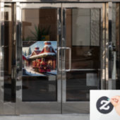 Kerst Rode Trein Venster Cling Raamsticker (Kantoordeur)