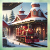 Kerst Rode Trein Venster Cling Raamsticker (Vel 3)