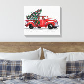 Kerst Rode  Truck Familienaam Canvas Afdruk (Insitu (Slaapkamer))
