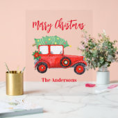 Kerst Rode Truck Wit Acryl Bord (Huwelijk)