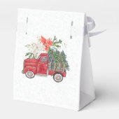 Kerst Rode  Vrachtwagen en Bomen Bruiloft Bedankdoosjes (Achterkant)