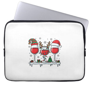 Kerst Rode Wijn Glazen Vakantie Vector Laptop Sleeve