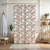 Kerst Rode Winterberry Art Douchegordijn
