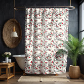 Kerst Rode Winterberry Art Douchegordijn