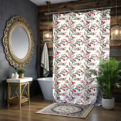 Kerst Rode Winterberry Art Douchegordijn