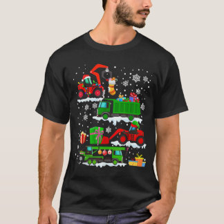 Kerst-rode winterwagens voor bouwvoertuigen t-shirt