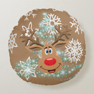 Kerst ronde kussen, rendier rond kussen