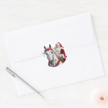 Kerst ronde sticker voor paardenliefhebbers