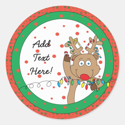 Kerst Ronde Stickers Rendieren (Voorkant)