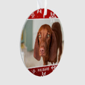 Kerst Rood 2 Foto Hond Kerstmis | Huisdier Ornament (voorkant)