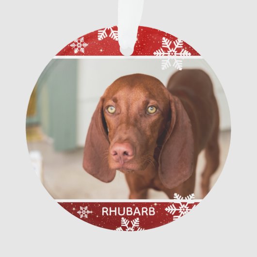 Kerst Rood 2 Foto Hond Kerstmis | Huisdier Ornament (voorkant)
