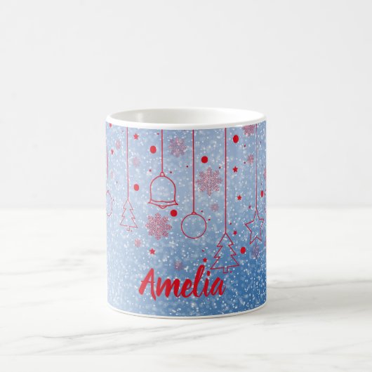 Kerst rood Bal decoratie blauw Classic Mok (Center)