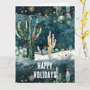 Kerst Rood Blauw Groen Cactus Bloemen Kaart