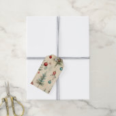 Kerst Rood & Blauwgroen Kerstboom Sierboom Cadeaulabel (Met Touw)