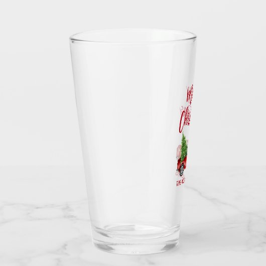 Kerst Rood Borstel Script Truck Glas (Rechts)