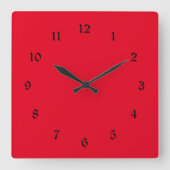 Kerst Rood effen kleur Vierkante Klok (Voorkant)