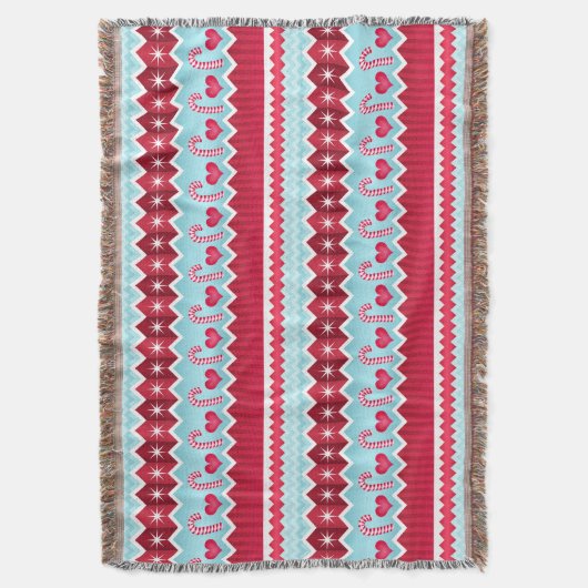 Kerst rood en blauw Chevron strepen patroon Deken (Voorkant Verticaal)