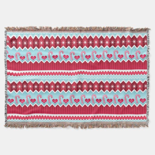 Kerst rood en blauw Chevron strepen patroon Deken (Voorkant)