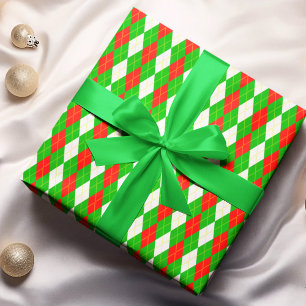 Kerst rood en groen Argyle Cadeaupapier