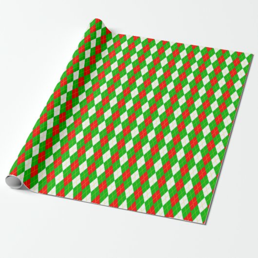 Kerst rood en groen Argyle Cadeaupapier (Uitgerold)
