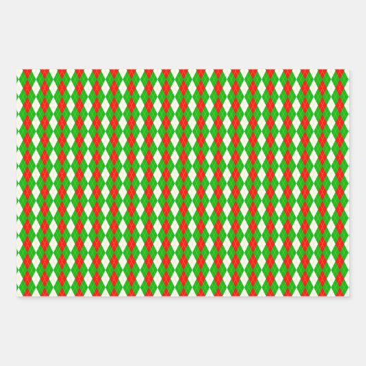 Kerst rood en groen Argyle Inpakpapier Vel (Voorkant 3)