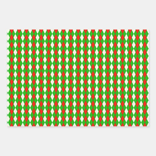 Kerst rood en groen Argyle Inpakpapier Vel (Voorkant)