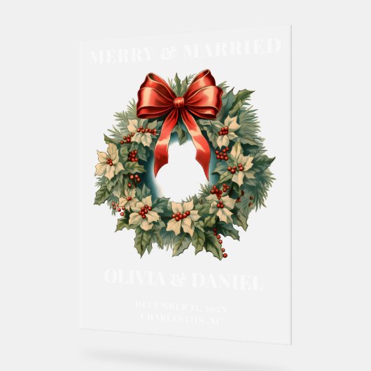 Kerst Rood en Groen Huwelijk Welkom Frosted Acryl Bord (Hoek)