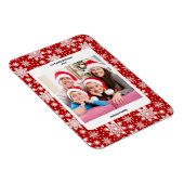 Kerst rood en wit sneeuwvlok patroon foto magneet (Rechterzijde)
