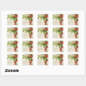  kerst rood en witte kerst vierkante sticker (Vel)