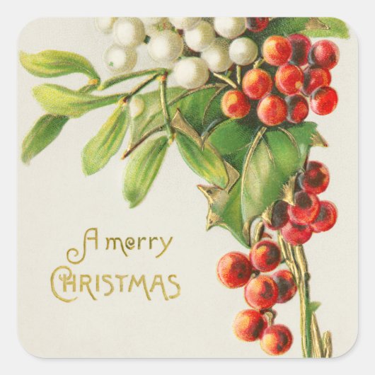  kerst rood en witte kerst vierkante sticker (Voorkant)