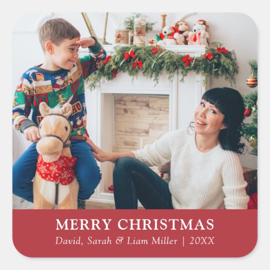 Kerst Rood Foto Sticker (Voorkant)