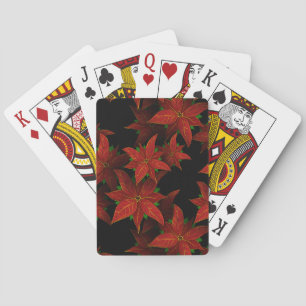 Kerst rood goud Poinsettia Waterverf Pokerkaarten