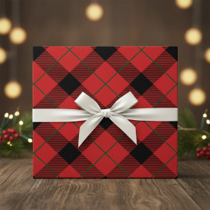 Kerst rood, groen en zwart diagonaal geplakt cadeaupapier