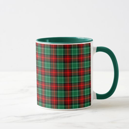 Kerst Rood Groen Plaid Koffie Mok (Rechts)