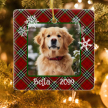 Kerst rood groen plaid sneeuwvlokken Dog keepsake