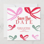 Kerst Rood Lint Multicolor Save the Date  (Voorkant)